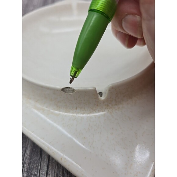 Vintage MCM Hyalyn Pottery Ashtray No. 45 Made In USA 8.2 MCM Cream Spotted - Picture 3 of 10